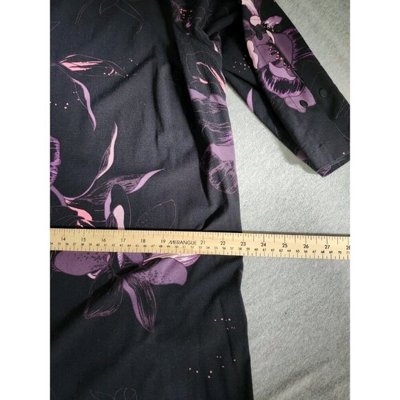 Reitman's black with dark purple floral print dress 3/4 split sleeve xxl - Picture 7 of 8